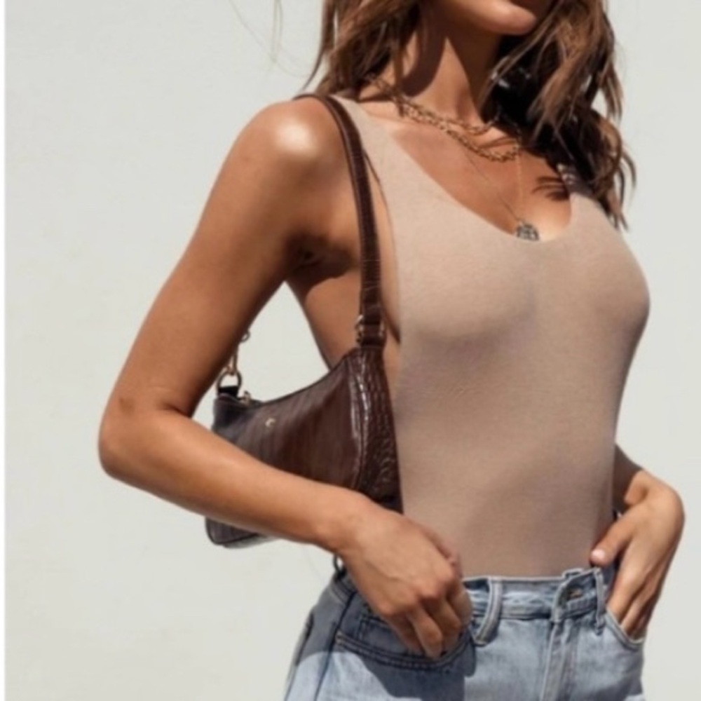 Princess Polly Tan Fitted Sleeveless Bodysuit